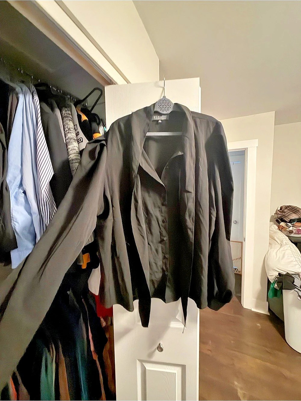 Eloquii Drape Front Blouse Black Size 26